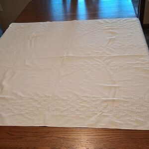 Elegant White  cotton/linen Tablecloth 50" X 47"